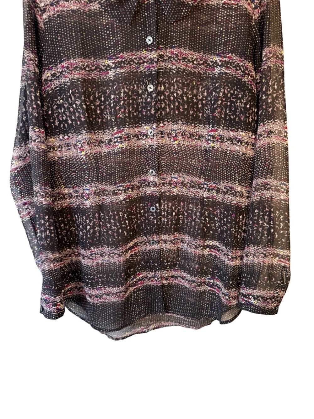 CAbi Sheer Blouse with Pink, Blue & White Speckle Print Size S Lightweight - Picture 12 of 14